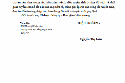 Kế hoạch thực hiện công tác tuyển sinh năm học 2017 – 2018